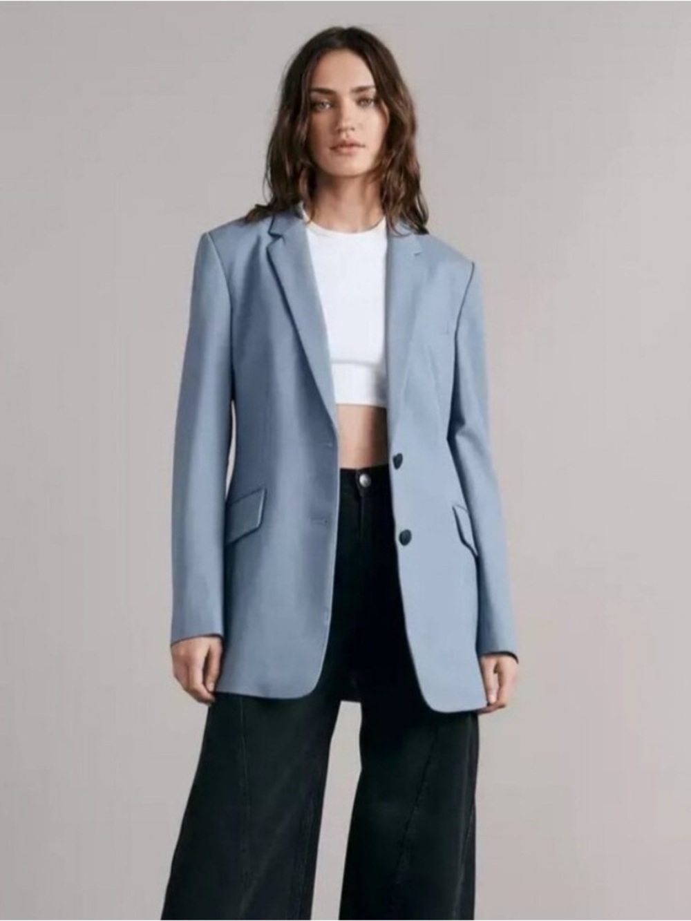 NWT Rag & Bone Charles Twill Wool Blend Blazer in Prairie Blue